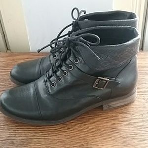 Steve Madden leather boots with buckles. Size 8.